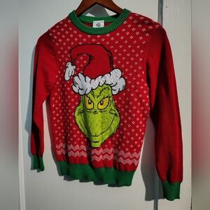 Christmas sweater for kids, The Grinch, red, Size M, used, good condition.